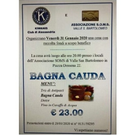 KC Alessandria - Invito ad una cena con raccolta fondi per beneficenza